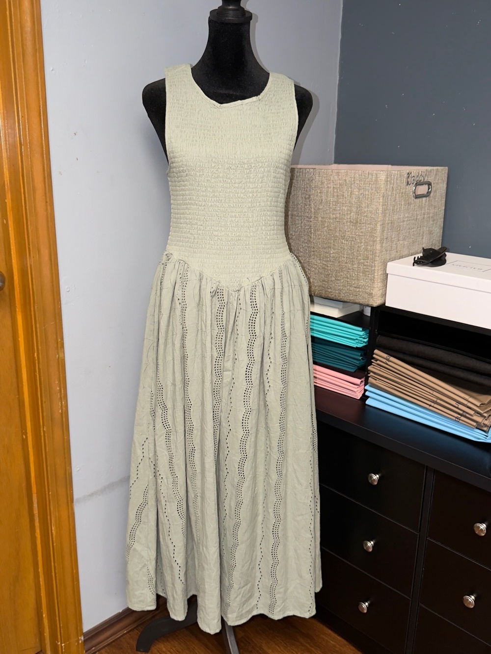 Anthropology Meadow Rhodes Sleeveless Light Sage Knit Maxi Dress